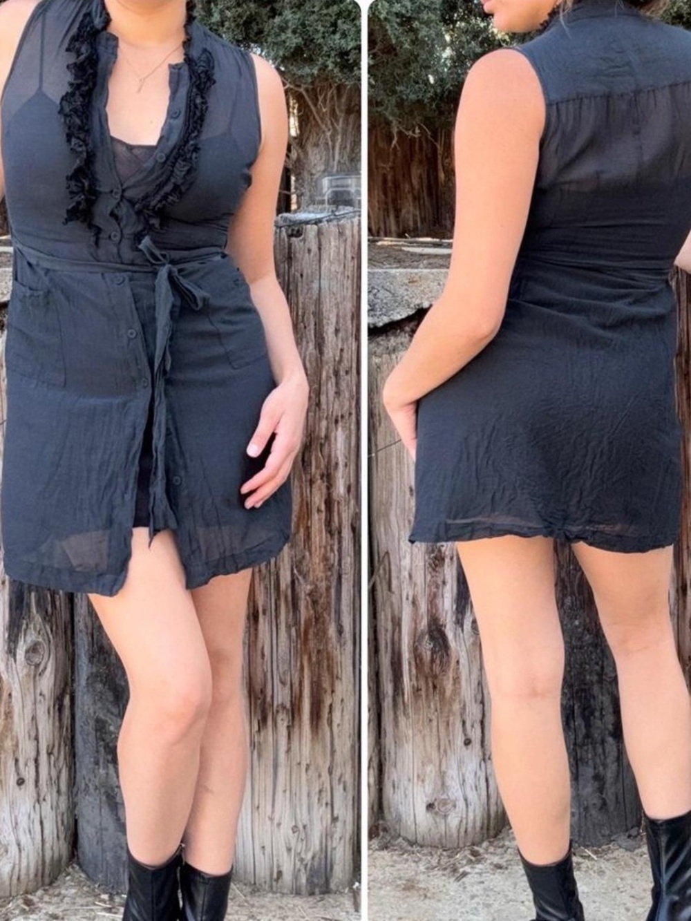 Vintage Forever 21 Silk Set button up dress with slip Y2K 1990s Fun 2 in 1 Set